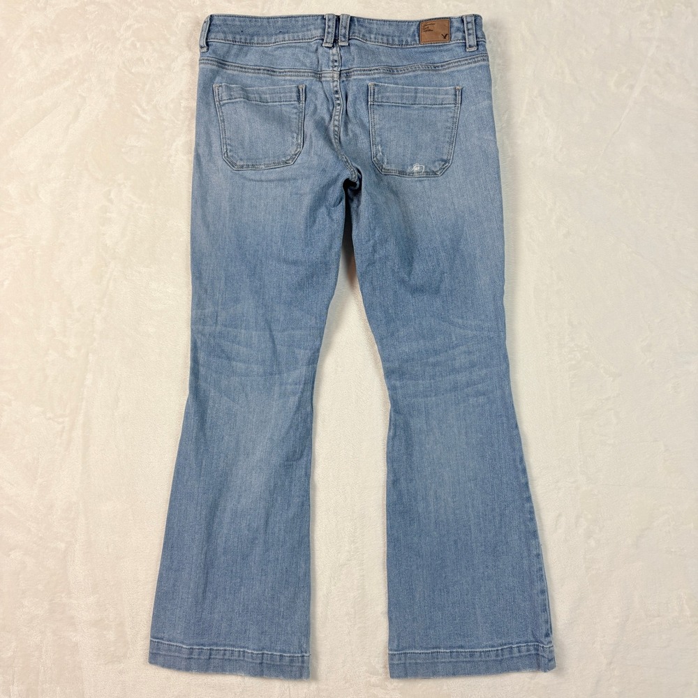American Eagle Flare Jeans Women 8 Light Blue Excellent Low Rise Button Fly Y2K - Picture 12 of 14